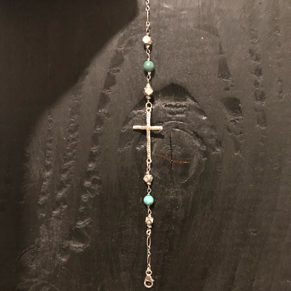 Sterling Silver Cross Beaded Bracelet